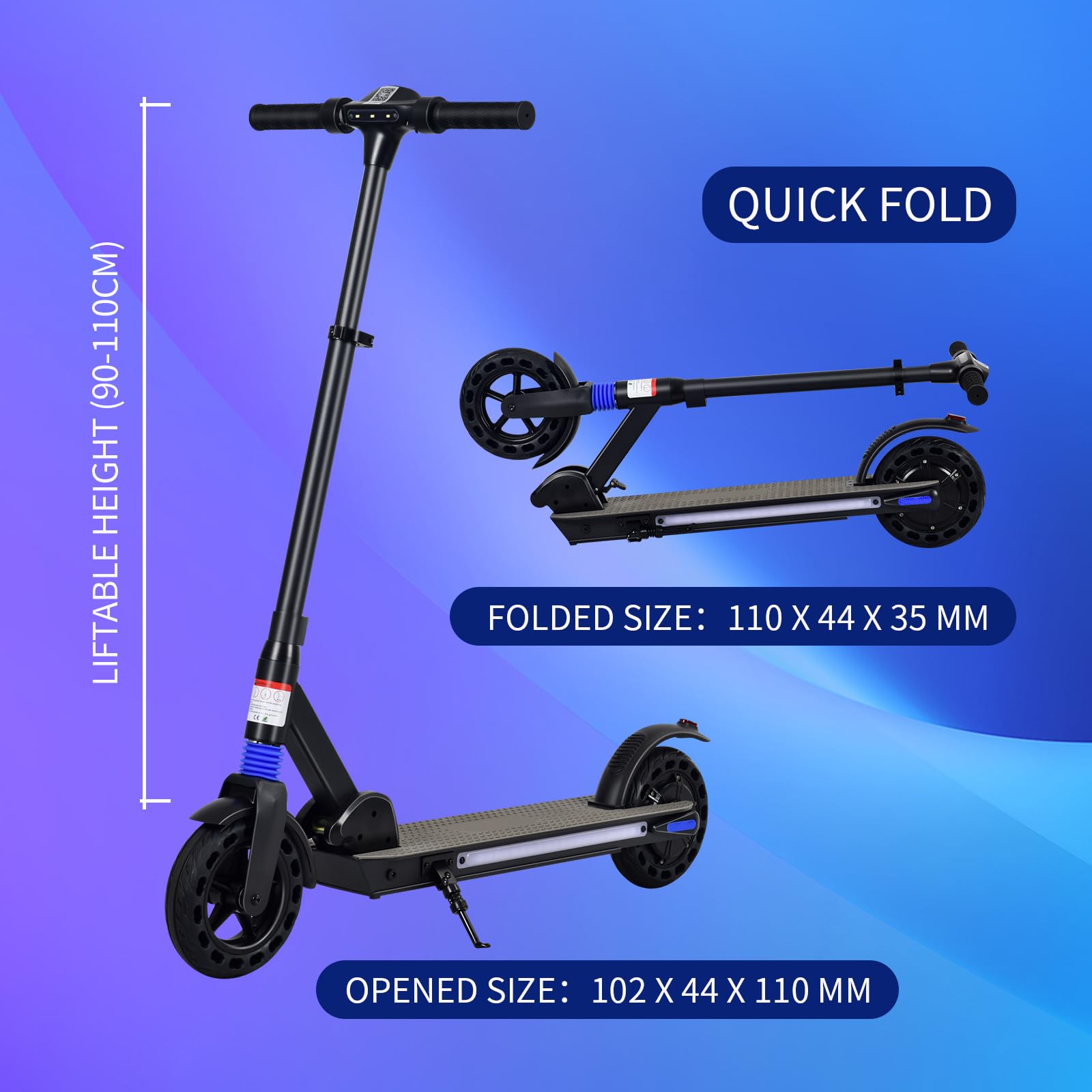 Patinete Eléctrico para Niños 8-16 Años - Scooter Infantil Plegable con Pantalla LED, 20KM Autonomía, 25 km/h, Altura y Velocidad Ajustable - Patinete Eléctrico para Adolescentes