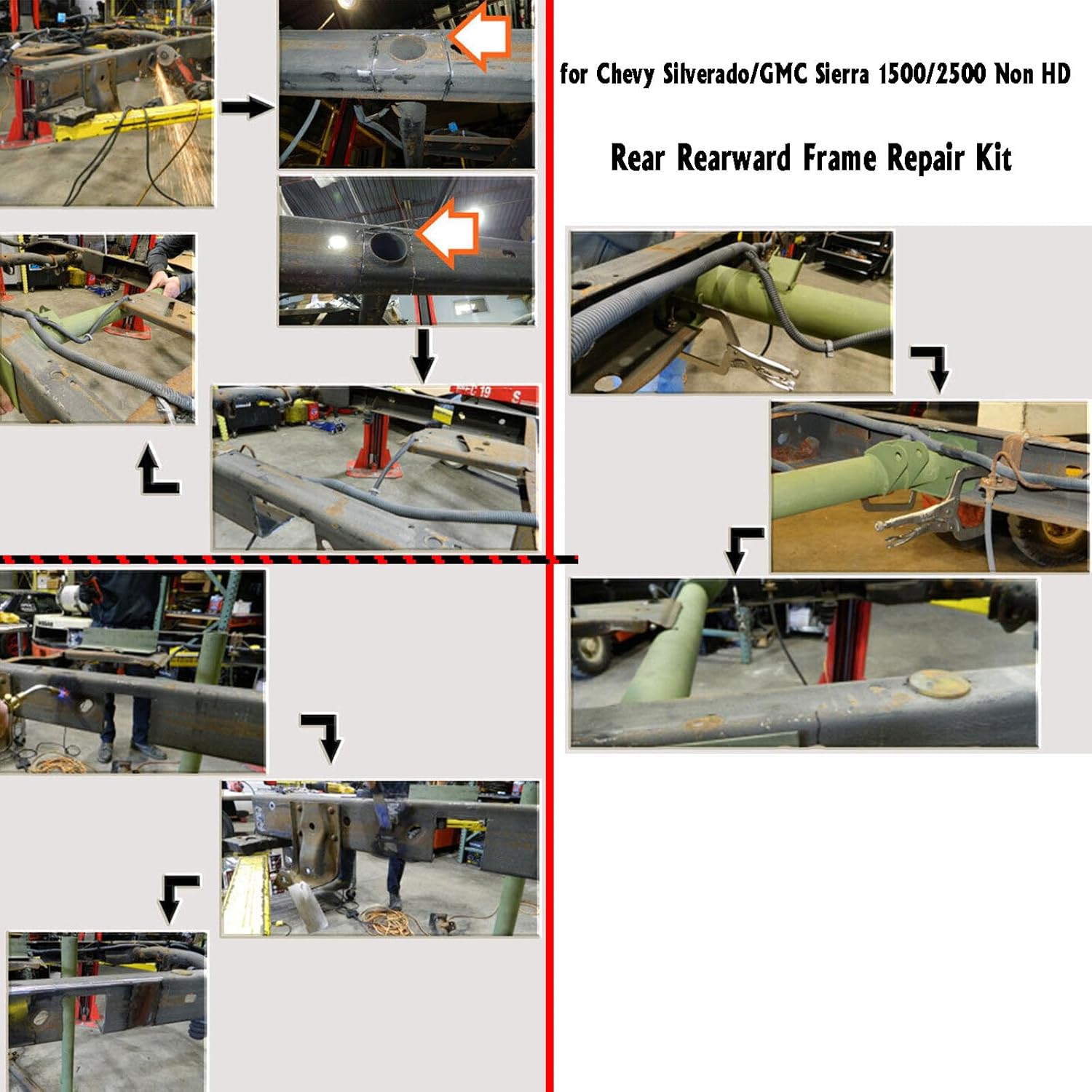 BST BSSP 523-218 Frame Repair Kit Compatible with 1999-2007 Chevy Silverado Sierra 1500 2500 Rear Rearward Cross Bar Frame Repair Kit 523218