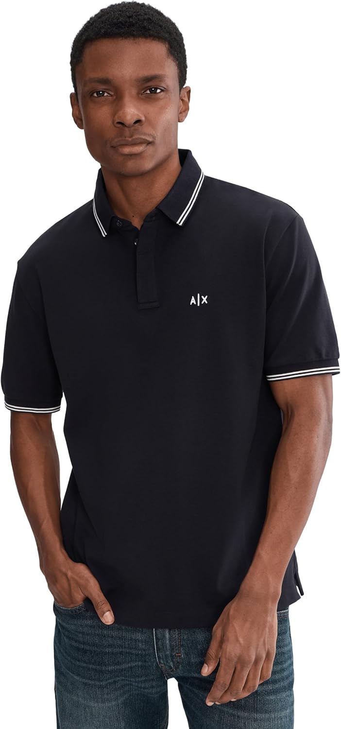 Armani Exchange Mens Regular Fit Small Logo Cotton Polo