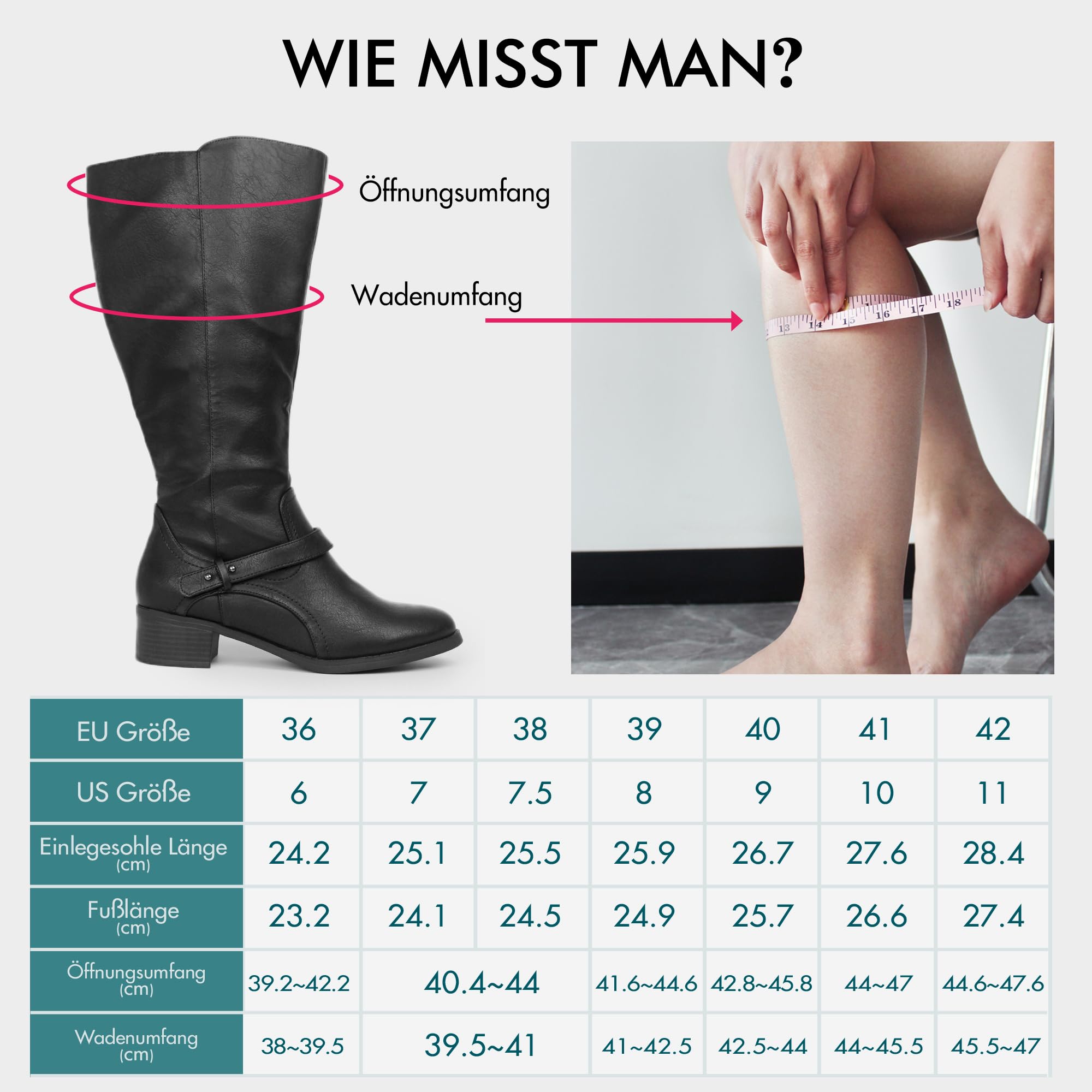 Hawkwell Bottes d'équitation hautes à double fermeture éclair pour femmes, mollet large