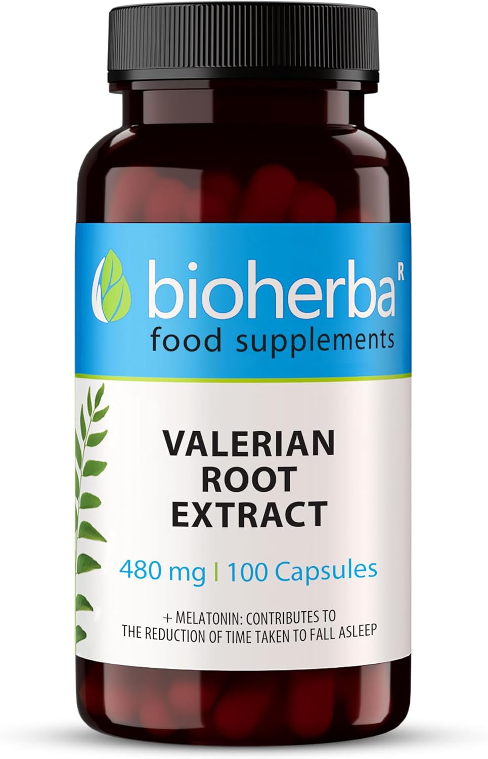 Valerian – 100 Capsules of 480 mg | Based on valerian root and melatonin – by BIOHERBA