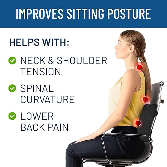 Everlasting Comfort Lumbar Support Pillow & Back Stretcher for Lower Back Pain Bundle - Adjustable Back Stretching Device for Spine Decompression - Office Chair Back Support for Gaming, Car, Couch
