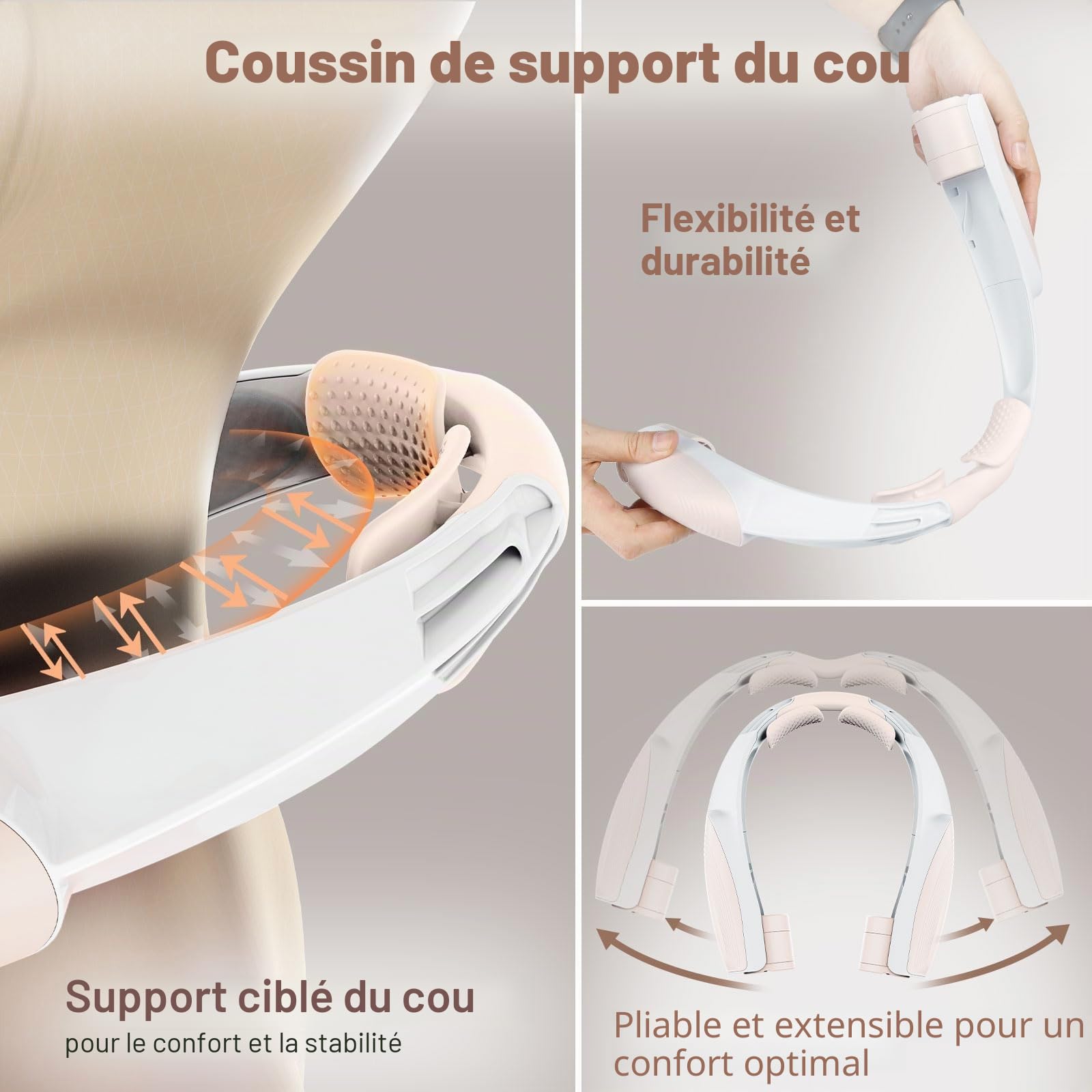 8000 mAh Ventilateur de Cou Portable, 6 Vitesses Ventilateur Cou Climatiseur Rechargeable, Ventilateur de Cou Silencieux Libres Sans Pale pour Bureau Voiture Camping Exterieur, Blanc