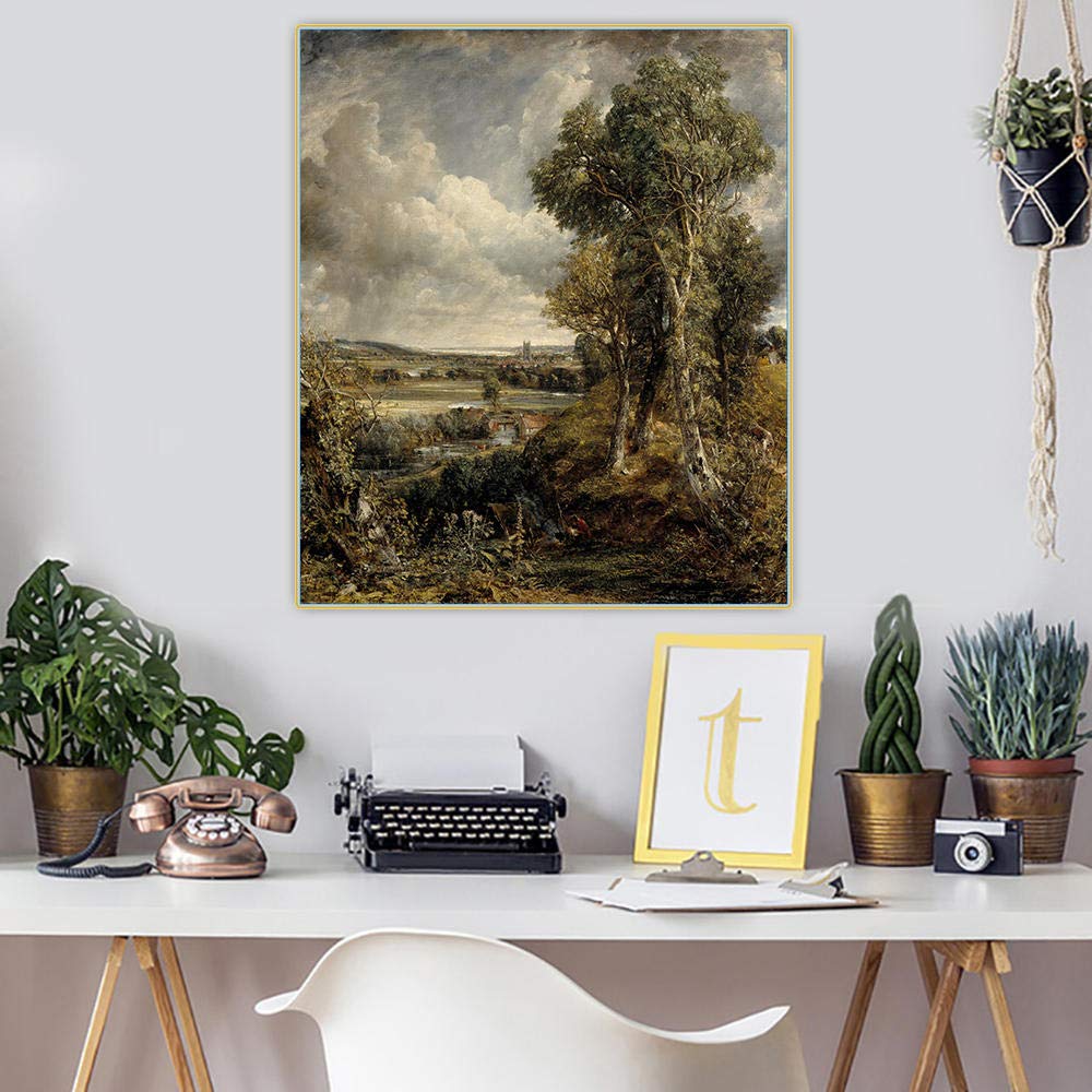 Munxag Diy Paint By Numbers For Adults John Constable《The Vale Of Dedham》 For Kids Adults Beginner Drawing With Brushes Christmas Decor Decorations Gifts