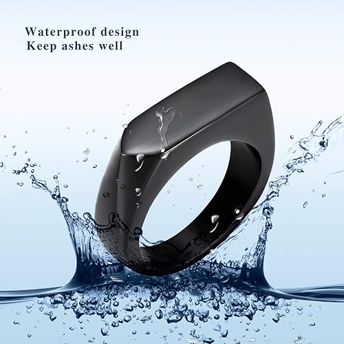 Miniatura 5 de Joyería de cremación para cenizas, geometría, estilo simple, anillo conmemorativo para cenizas, soporte para cenizas con kit de relleno, anillo de