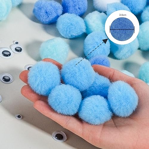 Miniatura 39 de Caydo [400 piezas] - 300 pompones surtidos de 1 pulgada con 100 pompones multicolor para artes y manualidades para niños, decoración de manualidades