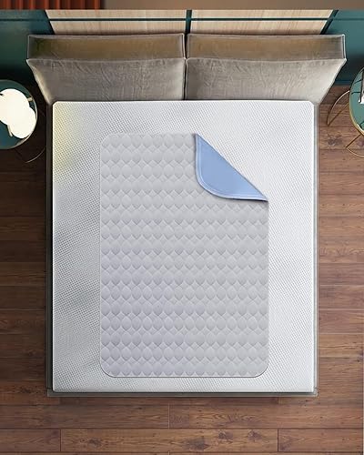 Miniatura 8 de Almohadillas de cama lavables de 36 x 72 pulgadas, paquete de 2, color gris, almohadillas impermeables para incontinencia, almohadillas húmedas para