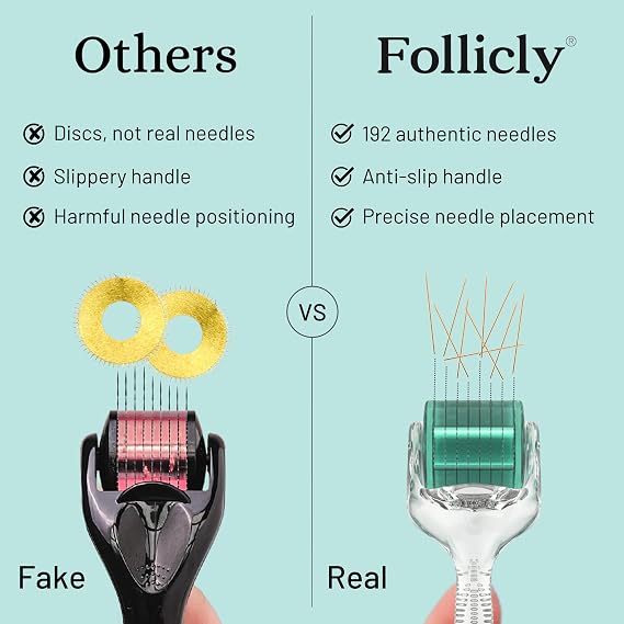 Derma Roller – Professional Microneedling Tool for Hair, Beard, and Skin Care – 192 Authentic Titanium Micro Needle Stamp for Home Use – for Men & Women
