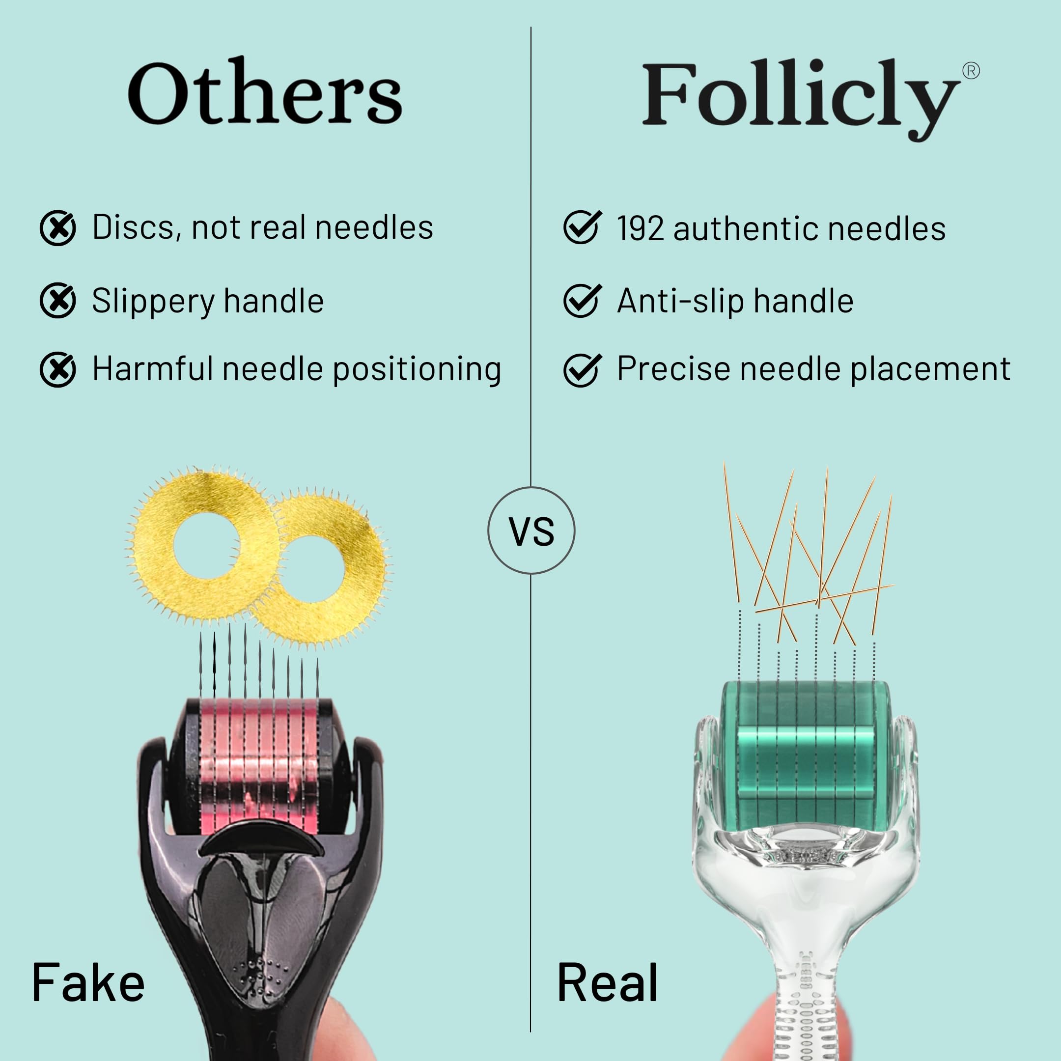 Derma Roller - Professionelles Microneedling Werkzeug für Haar-, Bart- und Hautpflege - 192 authentische Titan-Mikronadelstempel für den Heimgebrauch - für Männer & Frauen