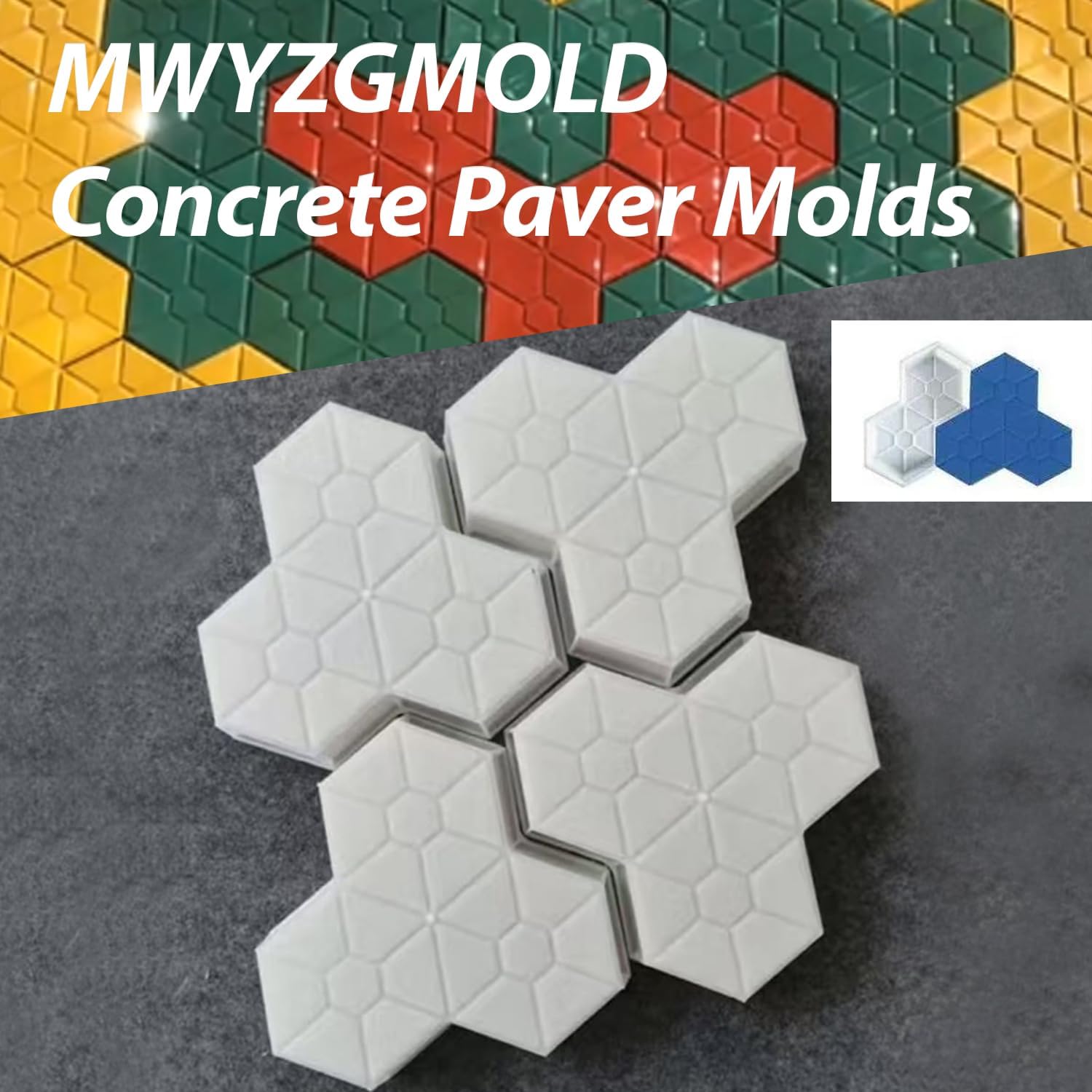 2PCS Concrete Molds for Walkways - Reusable Concrete Paver Mold, Easy Release ABS Cement Molds for Stepping Stones, Garden, Patio, Park Landscaping