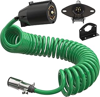 LATCH.IT RV 7 to 6 Trailer Wire Kit | V2.0 | Weatherproof 7 pin to 6 pin Trailer Cable | Flexible Coiled Cable Stretches to 8 ft | Plug-N-Play Cord | Perfect Solution for Your RV & Towed Vehicle