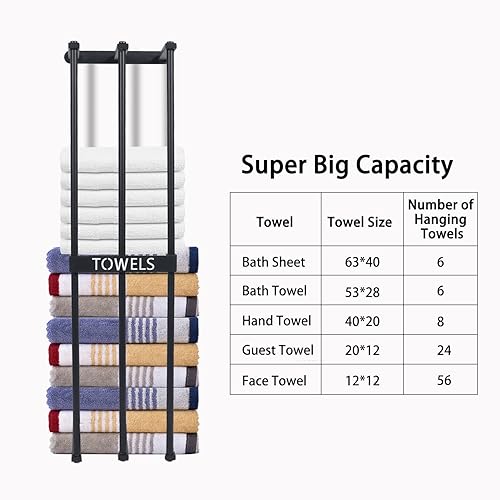 Vista 13 de Toallero montado en la pared, toallero dorado para baño, soporte para toallas de baño, organizador de baño, almacenamiento de toallas de baño, paños