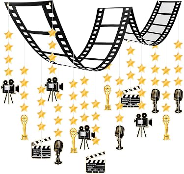 Ctosree 24 Pcs Movie Party Decorations 12 Ft Filmstrip Banner
