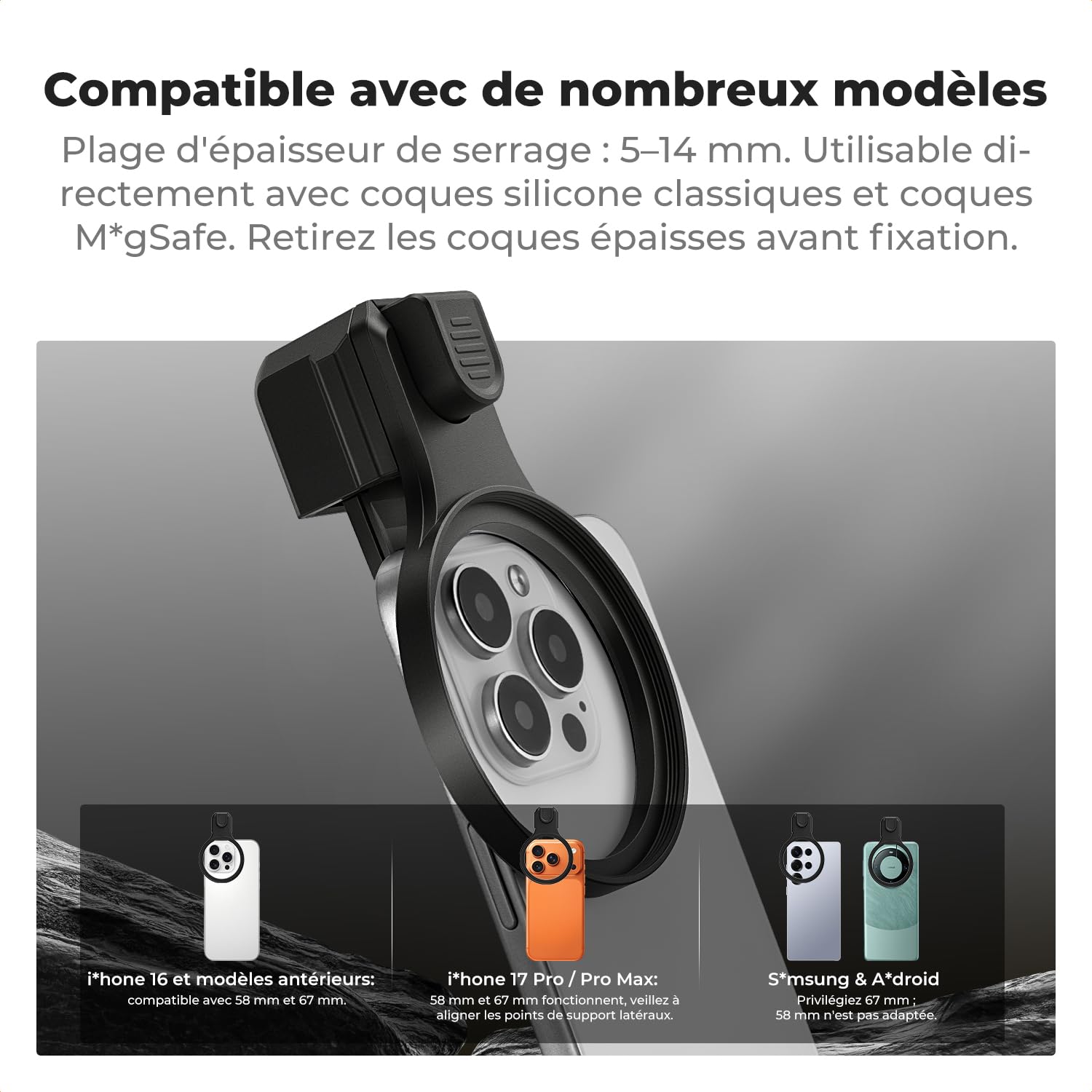 K&F CONCEPT Filtre ND1000000 67mm avec Clip Universel pour Smartphone