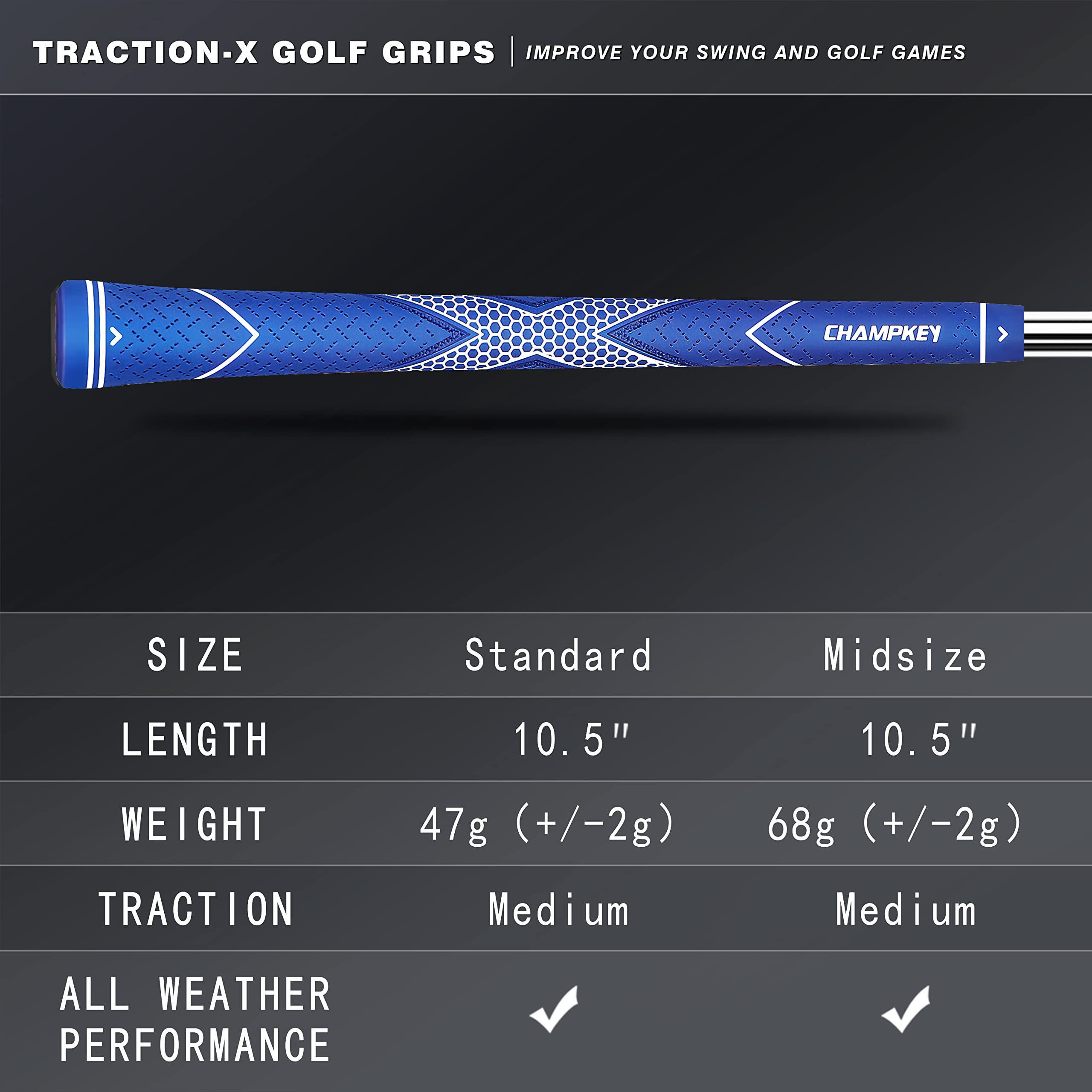 Snapklik.com : CHAMPKEY Premium Rubber Golf Grips 13 PackHigh Traction ...