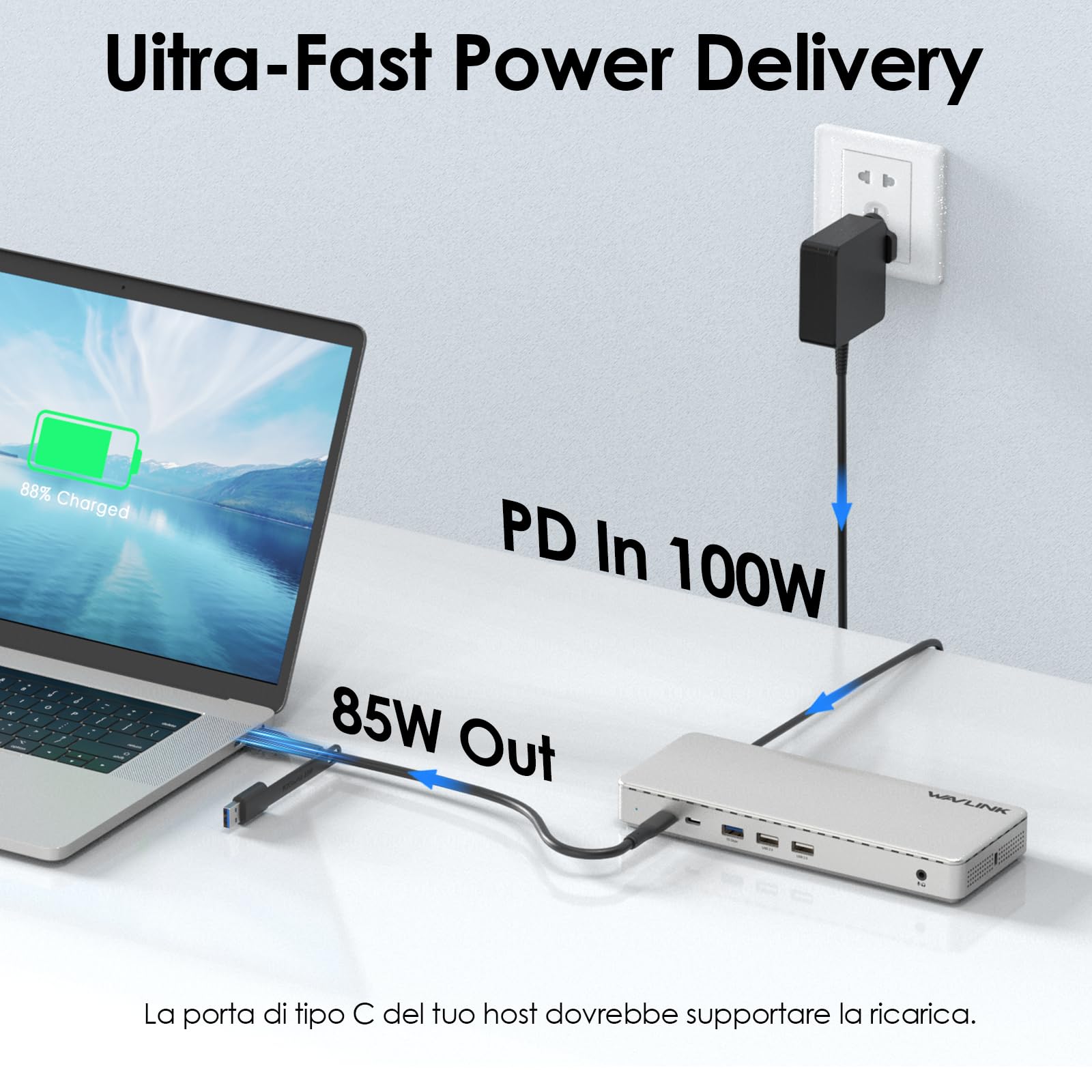 WAVLINK Docking station per 3 schermi, docking station SM770 con 3 HDMI, 2 DP, ingresso PD 100W, USB A&C 10Gbps, Ethernet 2.5G, compatibile con Intel Mac, Driver SMI e host USB 3.2 Gen 2 richiesti