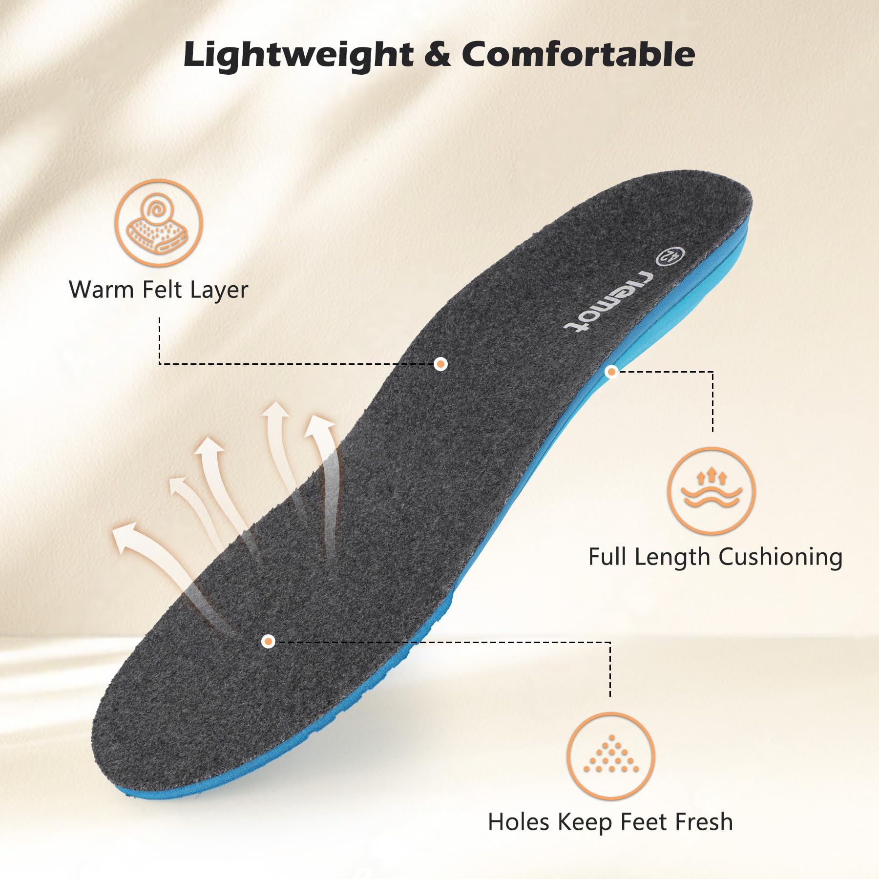 riemot Solette Memory Foam Uomo Donna, Soletta Scarpe per Stivali da Lavoro e Scarpe da Passeggio, Sport Solette per Assorbimento Degli Urti e Ammortizzazione, Soffice, Comfort38 39 40 41 42 43 EU
