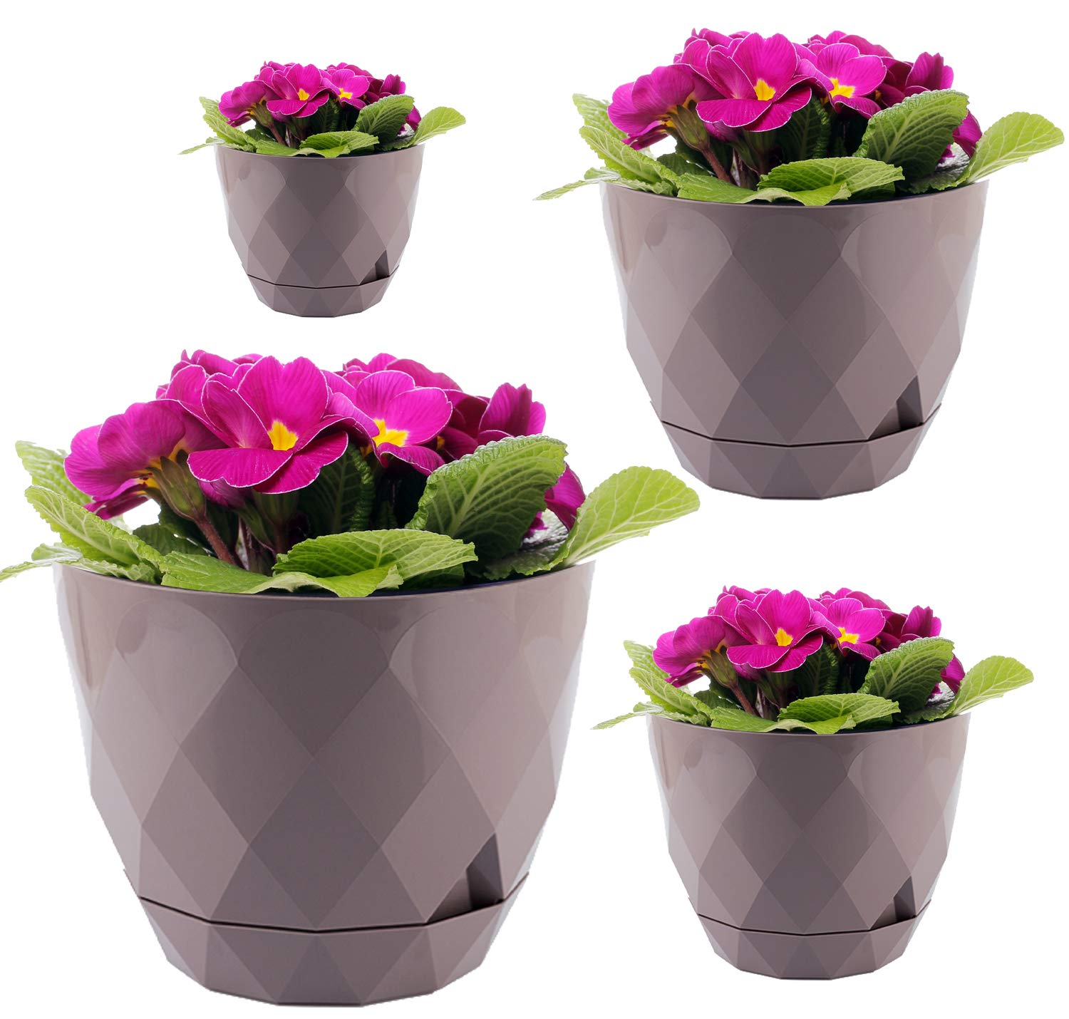 Self Watering Flower Pots For Indoor Plants Planter Pots With Drainage Holes Modern Decorative Garden Pots Set Of 4 And Buy Online In Pakistan At Desertcart Pk Productid 203043043