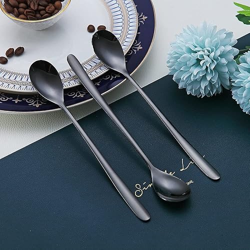 Miniatura 33 de Cuchara de mango largo, agitadores de café, cucharas de café de acero inoxidable de alta calidad, cucharas de té helado, cuchara de helado, cucharas