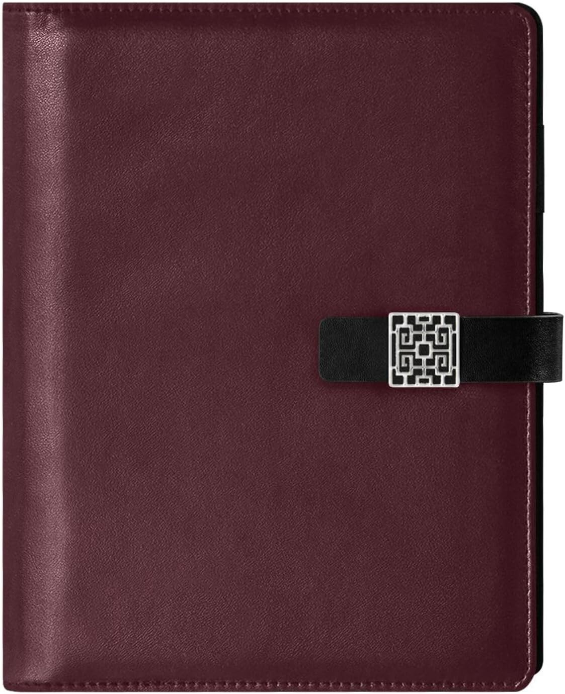 DIGTIA Burgundy Red Dark A5 Binder 6 Ring Refillable PU Leather Notebook Journal with Magnetic Buckle Closure Loose Leaf Travel Office Planner Budget Binder Notepad Portfolio, Elegant