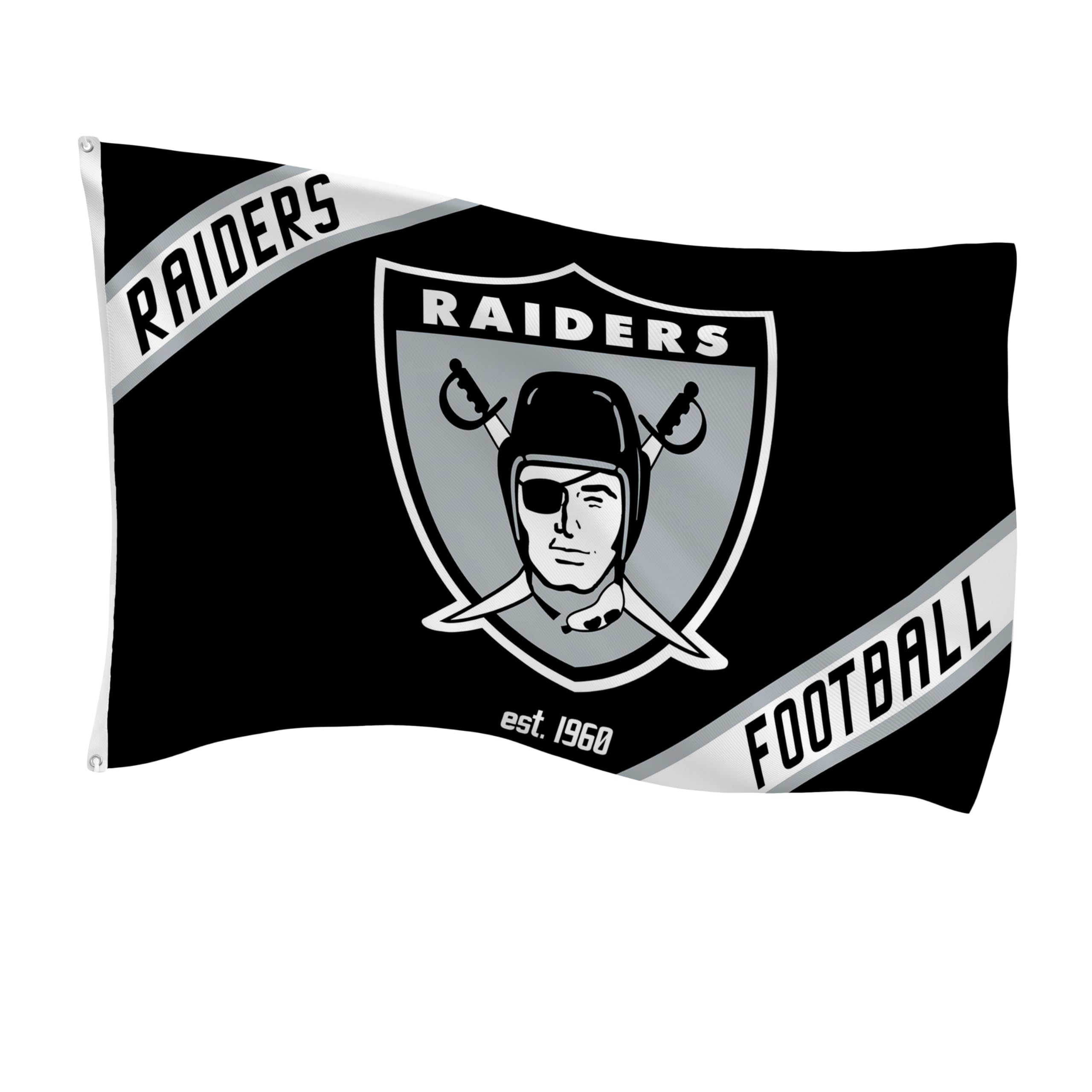NFL Las Vegas Raiders Vintage Logo 3' x 5' Outdoor Durable Flag with Grommets, Outdoor Banner for Garden Patio Decoration, Indoor Wall Decor Flag for Room, Works with Flag Poles for Outside House