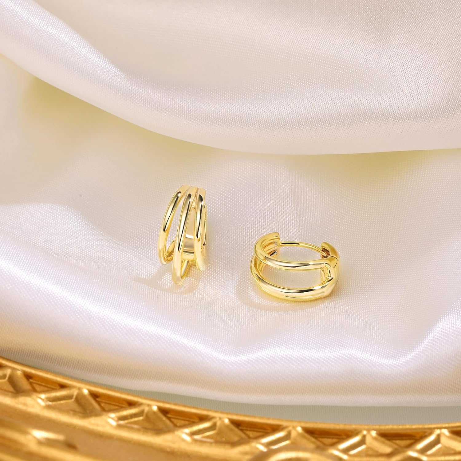 Small Chunky Gold Hoop Earrings for Women Hypoallergenic 925 Sterling Silver Post Lightweight 14k Gold Plated Thick Hoop Earrings for Women - Image 5