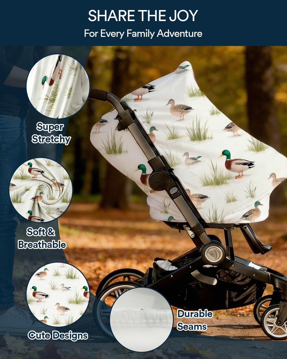 Duck Car Seat Cover & Canopy - Universal Multi-Use Baby Car Seat and Stroller Cover, Breathable Breastfeeding & Nursing Canopy, Newborn Infant Carrier Cover, Baby Shower Gift for Boys and Girls