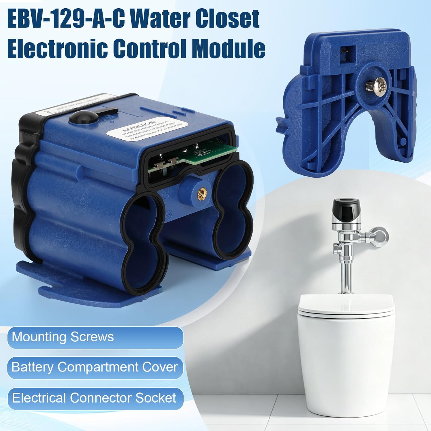 EBV-129-A-C Water Closet Electronic Control Module, 1.28 & 1.6 GPF, Compatible with Sloan Optima G2 & ECOS Sensor Flushometers, Replacement for 3325450, AXF770