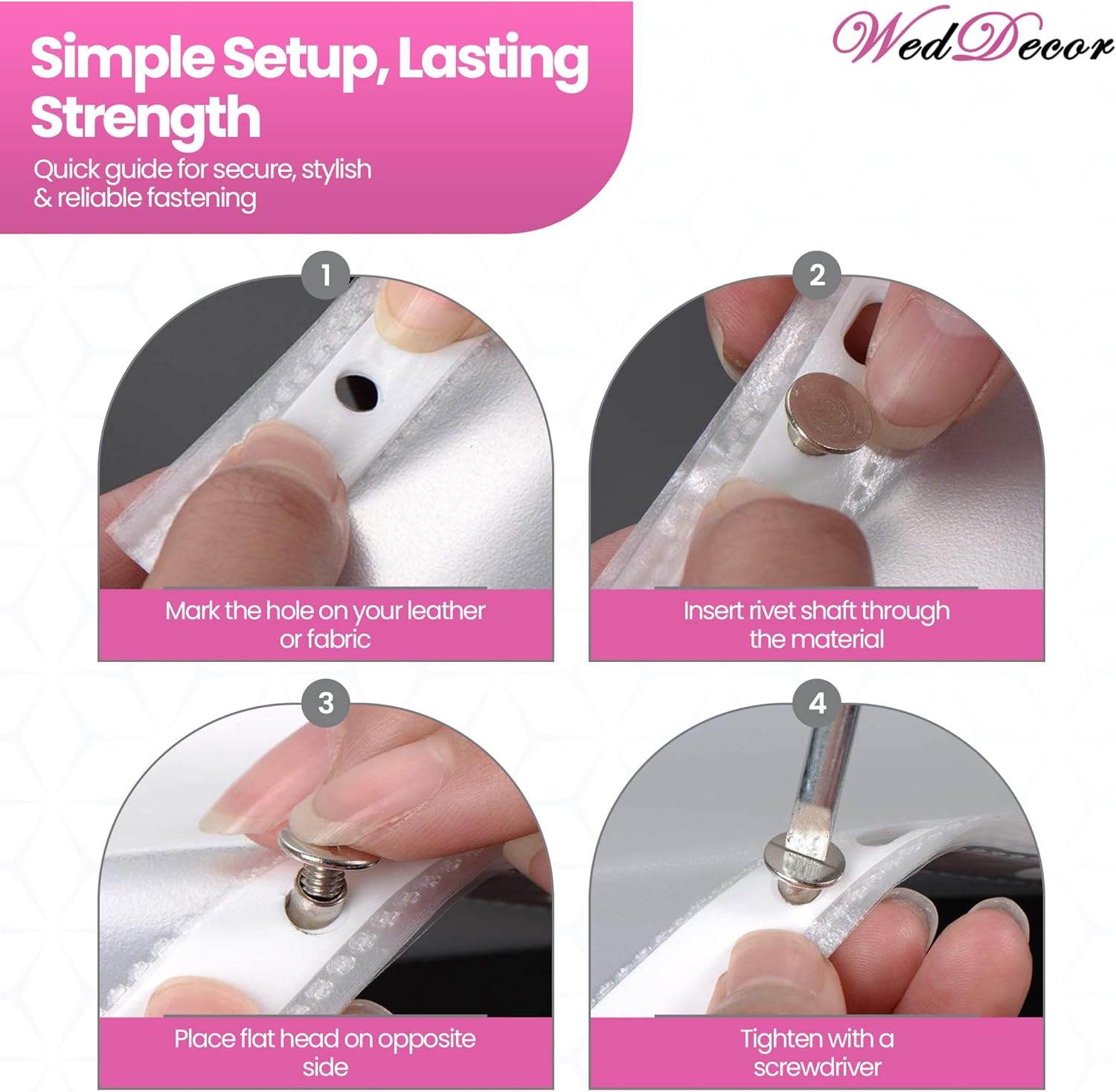 WedDecor Silver 9x6mm Chicago Screw, Double Cap Rivet with Flat Head, Anti Resistant, Durable Brass for Arts Crafts, Leathercrafts, DIY Decoration, Handicrafts, 50pieces