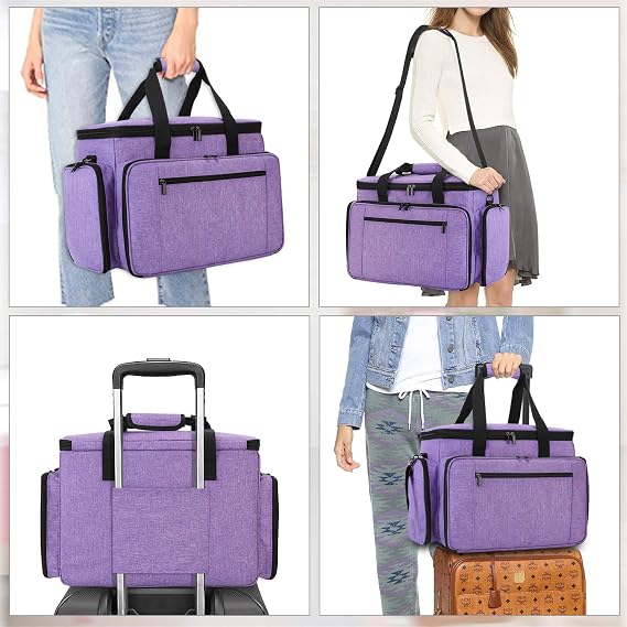 Luxja Sewing Machine Carrying Bag with Sewing Accessories Organizer Bundle, Purple