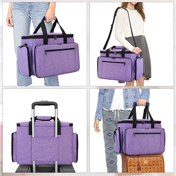 Luxja Sewing Machine Carrying Bag with Sewing Accessories Organizer Bundle, Purple