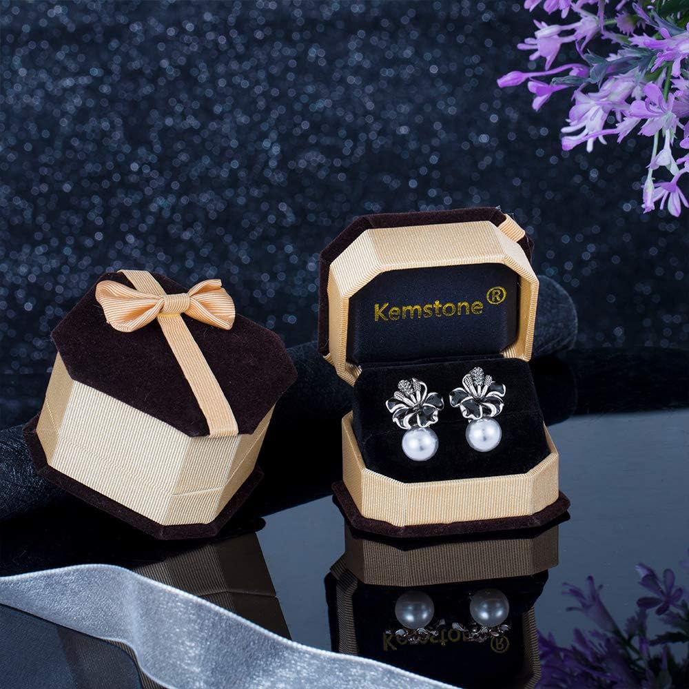 Kemstone Rose Gold/Silver Plated Flower Pearl Earrings Stud/Clip On for Women