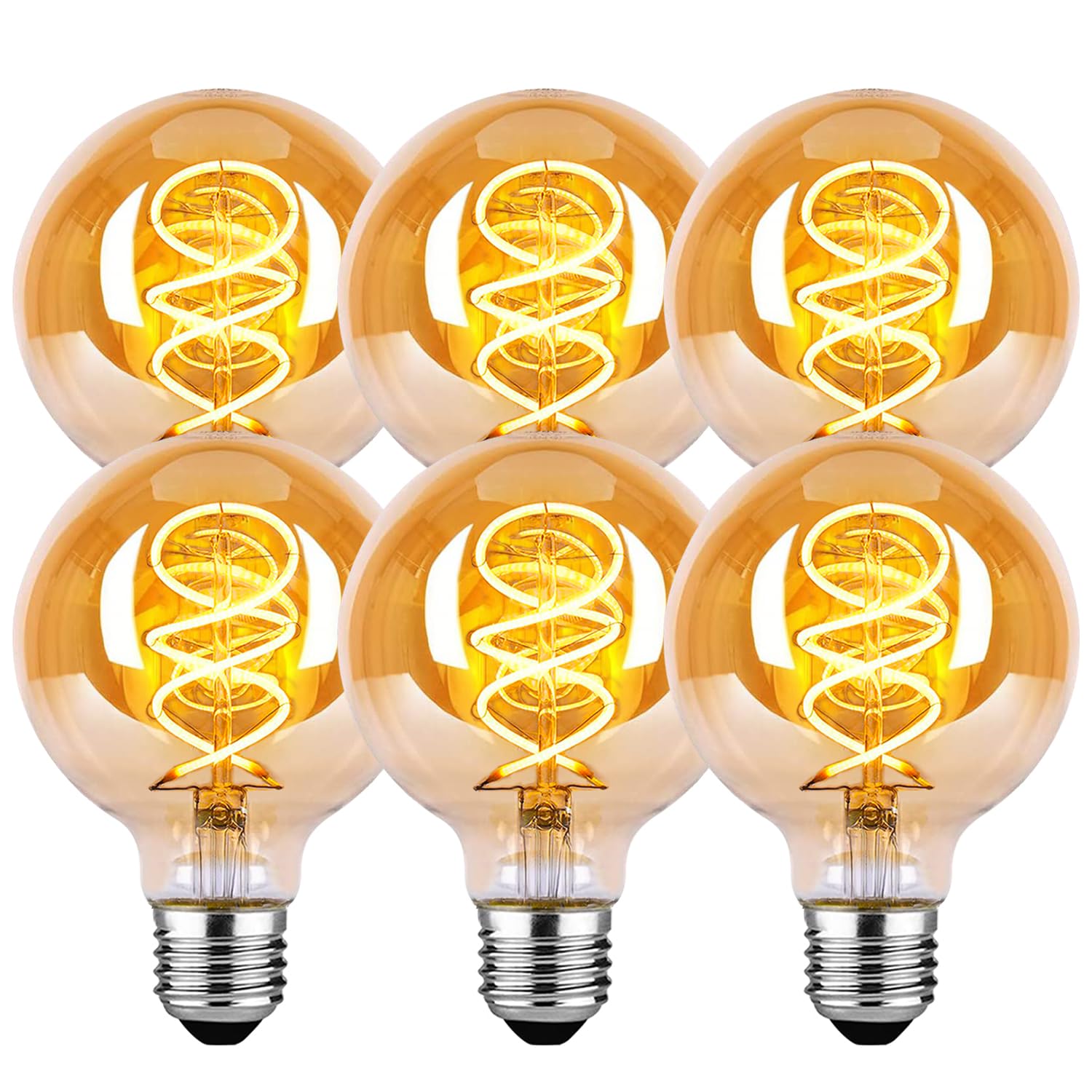 Bombilla LED vintage Edison, Bombilla regulable E27 2700K 4W LED blanco cálido, Lámpara Edison vintage regulable E27, ideal para nostalgia y retro - color ámbar - 6 piezas (G80)