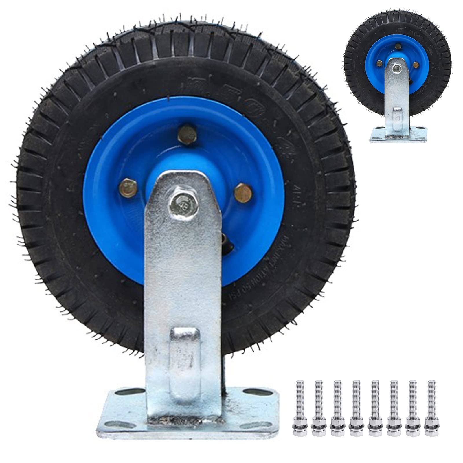 Roulettes industrielles fixes lot de 2 avec frein et plaque pivotante