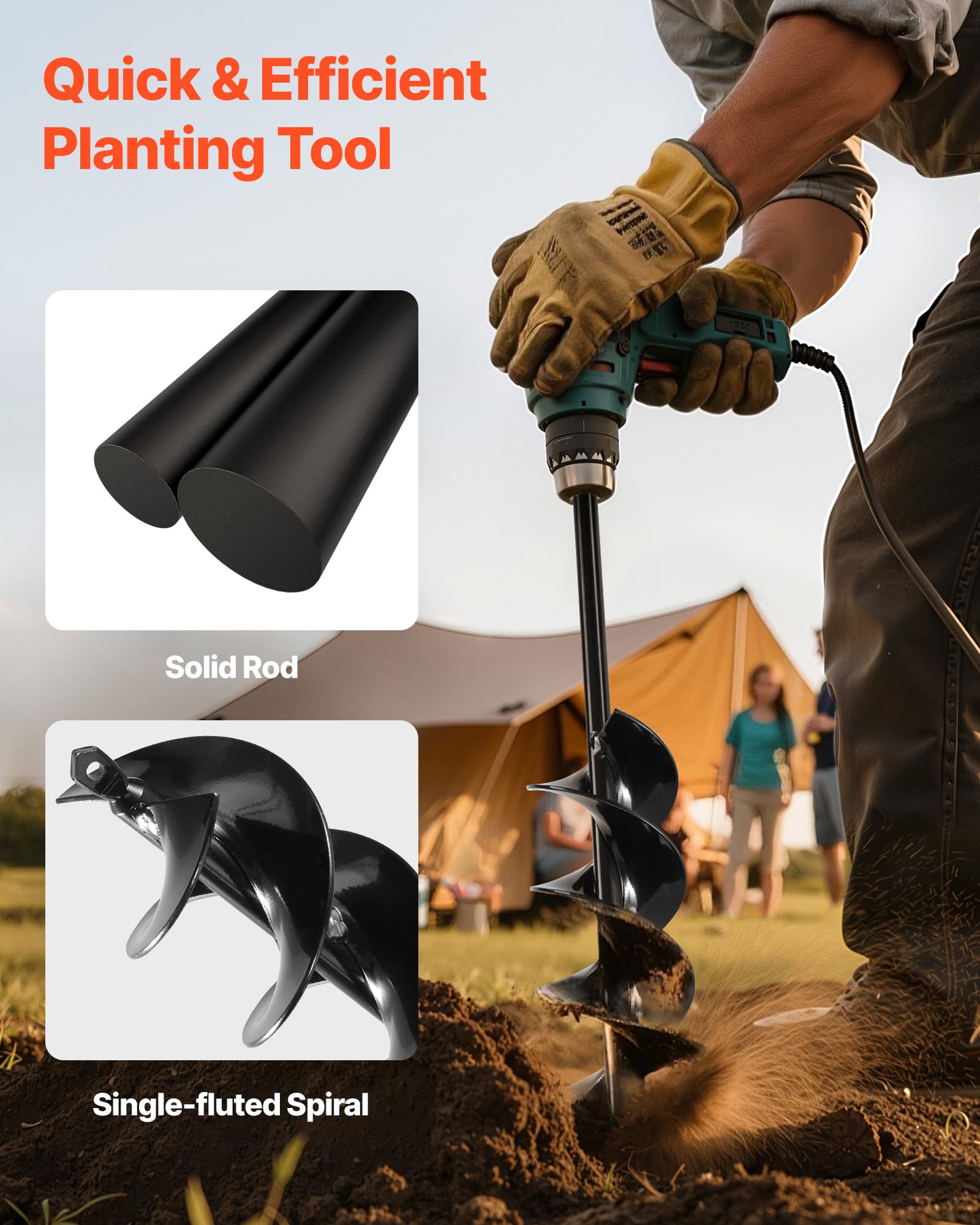 Image secondaire de Foret Tarière VEVOR 80 x 410 mm - Accessoire de Plantation pour Jardinage