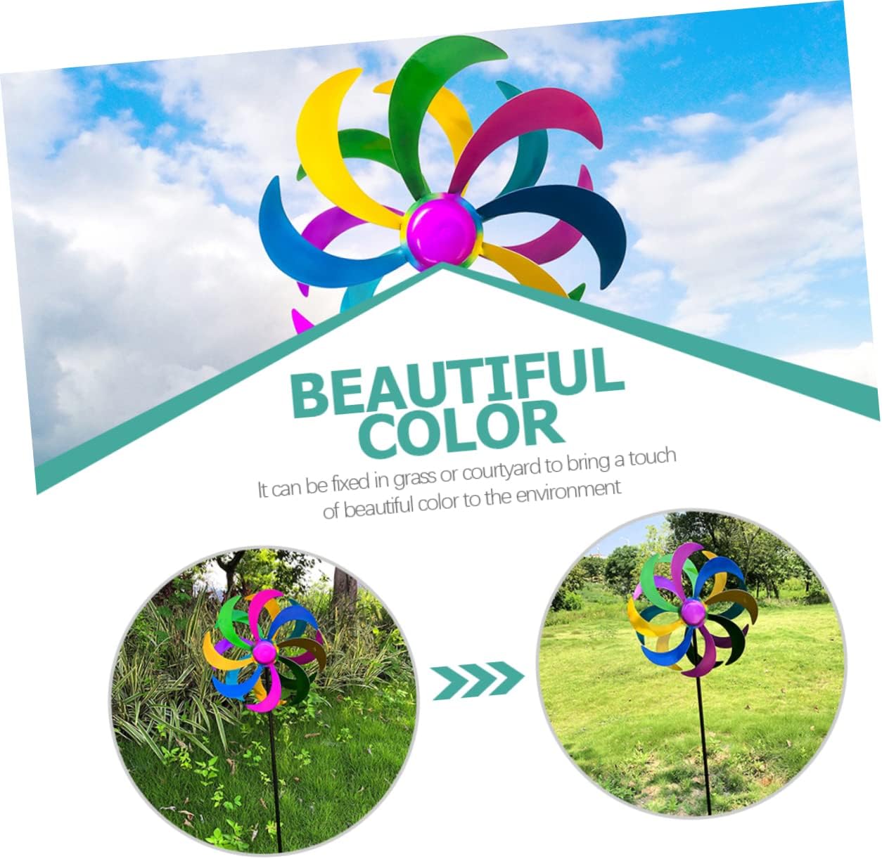 Garden Windmill Decor Backyard Decorative Wind Spinner Handheld Boys and Girls Pinwheel Toy