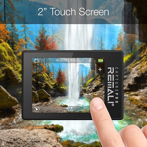 Miniatura 4 de REMALI CapturePro - Kit de cámara de acción deportiva impermeable 4K/60 fps de 20 MP con funda de transporte + 3 baterías, WiFi, pantalla táctil de