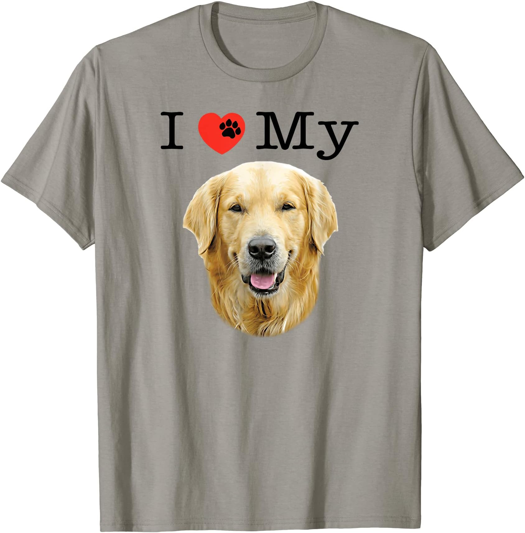 I Heart Love My Golden Retriever Detailed Dog Face T-Shirt T-Shirt