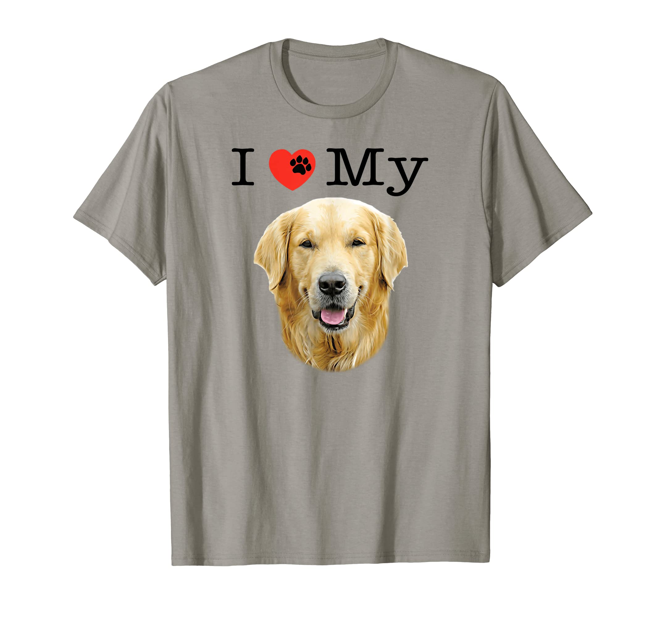 I Heart Love My Golden Retriever Detailed Dog Face T-Shirt T-Shirt