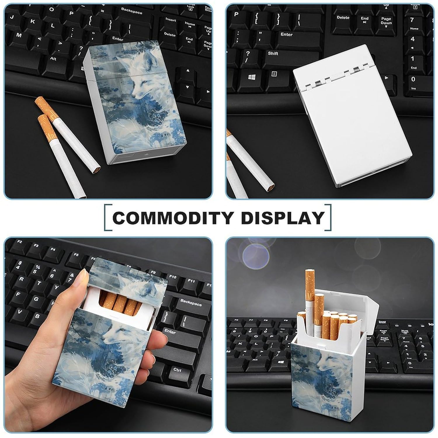 Cigarette Case Anime White Fox Cigarette Holder Case Small Lighter Storage Box Elegant Stylish Plastic Cigarettes Box Lighter Accessories for Women Men image 5