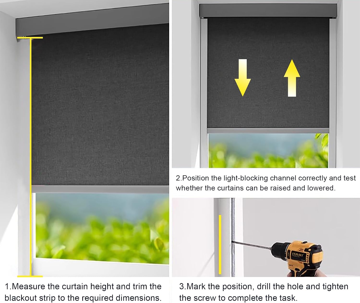 U Channel Light Blocking Strips Tracks, Outside Mount Blocks Light Strips, Aluminium Side Rail Tracks for Blackout Shades/Vertical Blinds(White,46in/117cm)