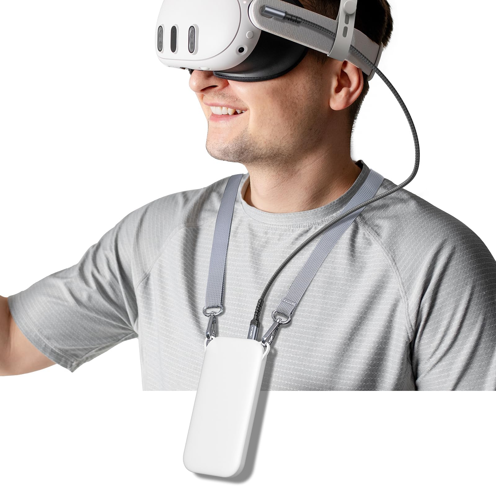 JSAUX Battery Pack Compatible for Meta Quest 3S/3/2, 10000mAh PD Fast Portable Rechargeble Power Bank (Extend 4-6 H Playtime) with Belt Clip and Lanyard,for Oculus 3S/3/2, PS VR2, Pico 4 Accessories