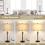 Bedside Table Lamps Set of 2: Tall Black Table Lamps for Living Room End Table | Height Adjustable 3-Way Dimmable Nightstand Lamp with Pull Chain Switch Modern Lamps for Bedroom Office(Bulbs Included)