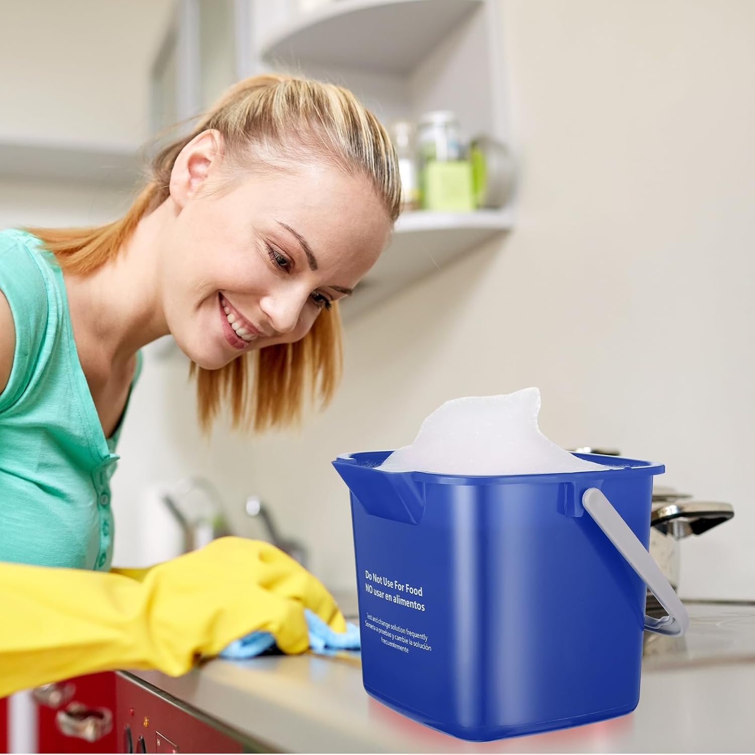 LemonRoad 3 Pcs Cleaning Bucket Small Sanitizing Square Bucket Multi-Size 3+6+8 Quart Detergent Pail for Home Commercial Restaurant Kitchen Office School Wash Rinse Sanitize Handwash(Red,Green,Blue)