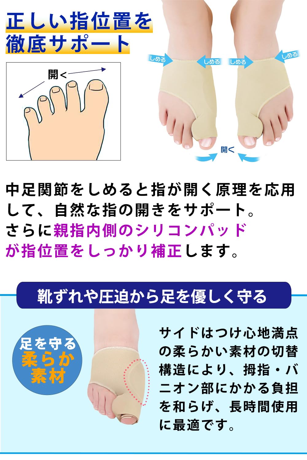 Amazon | 外反母趾 サポーター 足指 パッド 外反母趾対策 足指を広げる