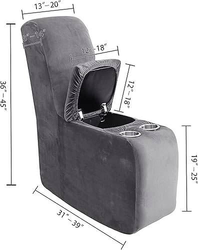 Vista 13 de cjc Funda reclinable con funda de consola central, 8 piezas de terciopelo elástico para sofá reclinable seccional con portavasos, funda reclinable