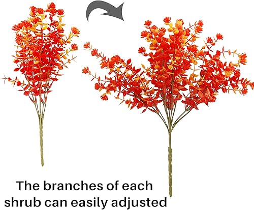 Miniatura 5 de 20 paquetes de flores artificiales de otoño para exteriores, resistentes a los rayos UV, plantas de plástico falsas que no se decoloran, flores de