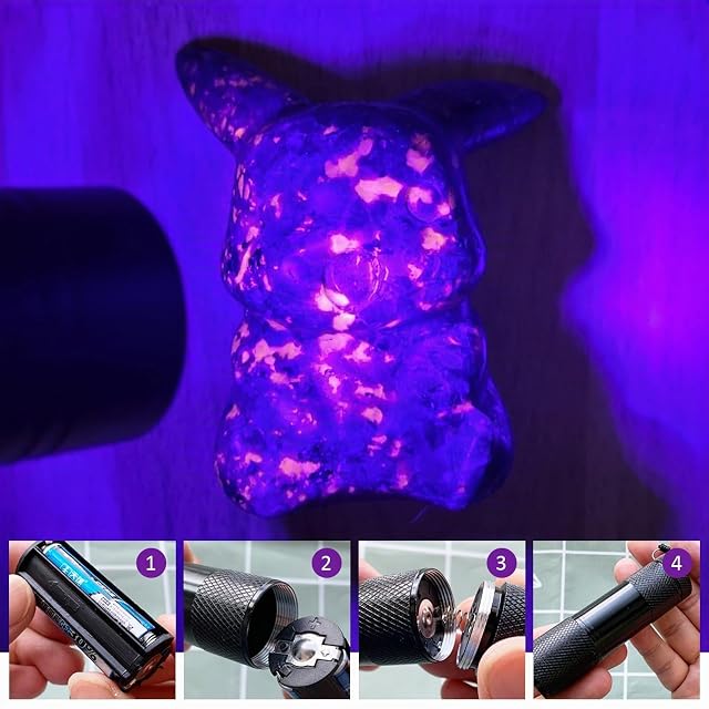 Foto 6 de 7 de GOMETY 8 linternas UV, mini lámpara de luz negra con 9 LED, linterna de luz negra, lámpara de mano