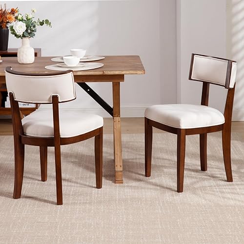 Miniatura 15 de Juego de 6 sillas de comedor modernas de mediados de siglo tapizadas de piel sintética con respaldo curvado y patas de madera maciza, sillas de