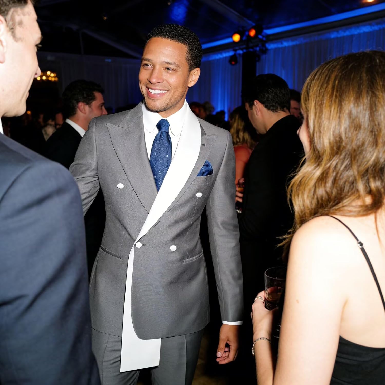 Men's 2-Piece Suit Set Slim Fit, Tuxedo for Men Double Breasted Shawl Lapel Formal Prom Wedding Suits Jacket Pant